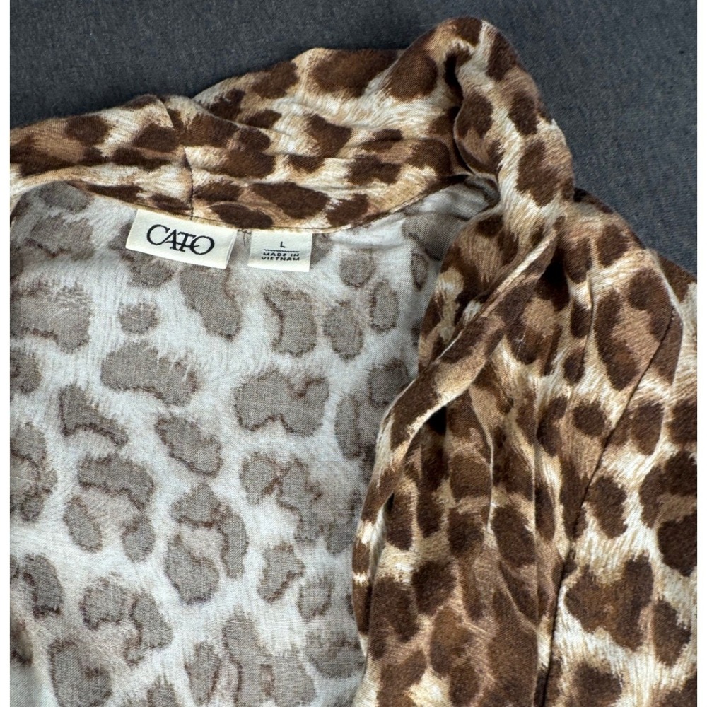 Cato Women's Leopard Print Lightweight Cardigan Open Front Draped Size L